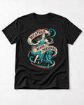 Golden Retriever Weather Made It Personal Woman Graphic T-Shirt in Black, flat lay product photo