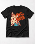 Corgi Appeal Denied Treat Tin T-Shirt in Black, flat lay product photo