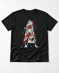 English Bulldog The Ground Is Not a Limit Orbital Graphic T-Shirt in Black, flat lay product photo