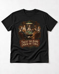 Trust the Hand Under the Table Boxer Poker Graphic T-Shirt in Black, flat lay product photo