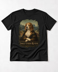 Smile Under Review Beagle Portrait T-Shirt in Black, flat lay product photo
