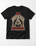 English Bulldog Be Difficult to Dislodge Stone Arch Graphic T-Shirt in Black, flat lay product photo