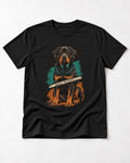 Rottweiler Heavy Silence Brushstroke Portrait Graphic T-Shirt in Black, flat lay product photo
