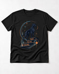 Night Has No Ceiling Boxer Cosmic Graphic T-Shirt in Black, flat lay product photo