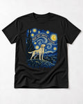 Labrador Retriever Night Shift Orbital Division Starry Night Graphic T-Shirt in Black, flat lay product photo