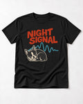 Boston Terrier Sleeping Night Signal T-Shirt in Black, flat lay product photo