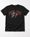 Labrador Retriever Back to You Turning Graphic T-Shirt in Black, flat lay product photo