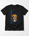 Beagle Has One More Question T-Shirt in Black, flat lay product photo