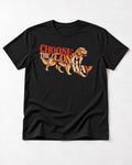 Golden Retriever Choose The Long Way Retro Graphic T-Shirt in Black, flat lay product photo