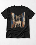 Frenchie Concrete Diplomat Barrier Portrait T-Shirt in Black, flat lay product photo