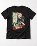 Shih Tzu Trust the Detour Road Map Graphic T-Shirt in Black, flat lay product photo