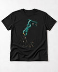 Doberman Oversized Leash Hardware Walk Graphic T-Shirt in Black, flat lay product photo