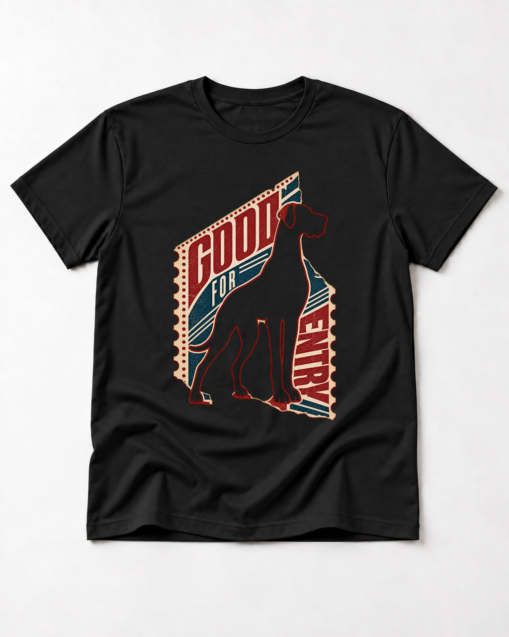 Great Dane Good for Nothing Ticket Cutout Graphic T-Shirt in Black, flat lay product photo