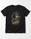 Keep Your North Honest Compass German Shepherd Dog Graphic T-Shirt in Black, flat lay product photo