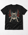 Frenchie Tug Anchor Bridge Graphic T-Shirt in Black, flat lay product photo