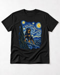 Rottweiler Night Shift Orbital Division Starry Night Graphic T-Shirt in Black, flat lay product photo