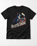 Boston Terrier The Little Engine T-Shirt in Black, flat lay product photo