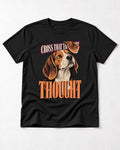 Cross That Beagle Thought T-Shirt in Black, flat lay product photo