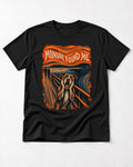 Pitbull Monday Found Me Expressionist Scream Graphic T-Shirt in Black, flat lay product photo