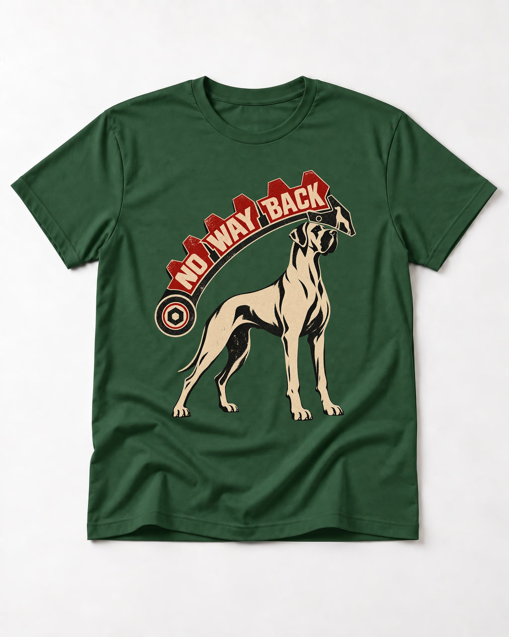 Great Dane No Way Back Arrow Graphic T-Shirt in Forest Green, flat lay product photo