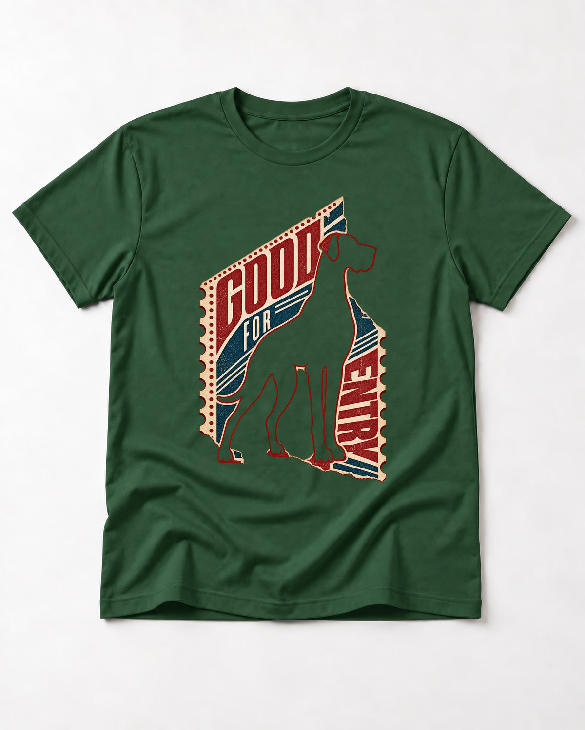 Great Dane Good for Nothing Ticket Cutout Graphic T-Shirt in Forest Green, flat lay product photo