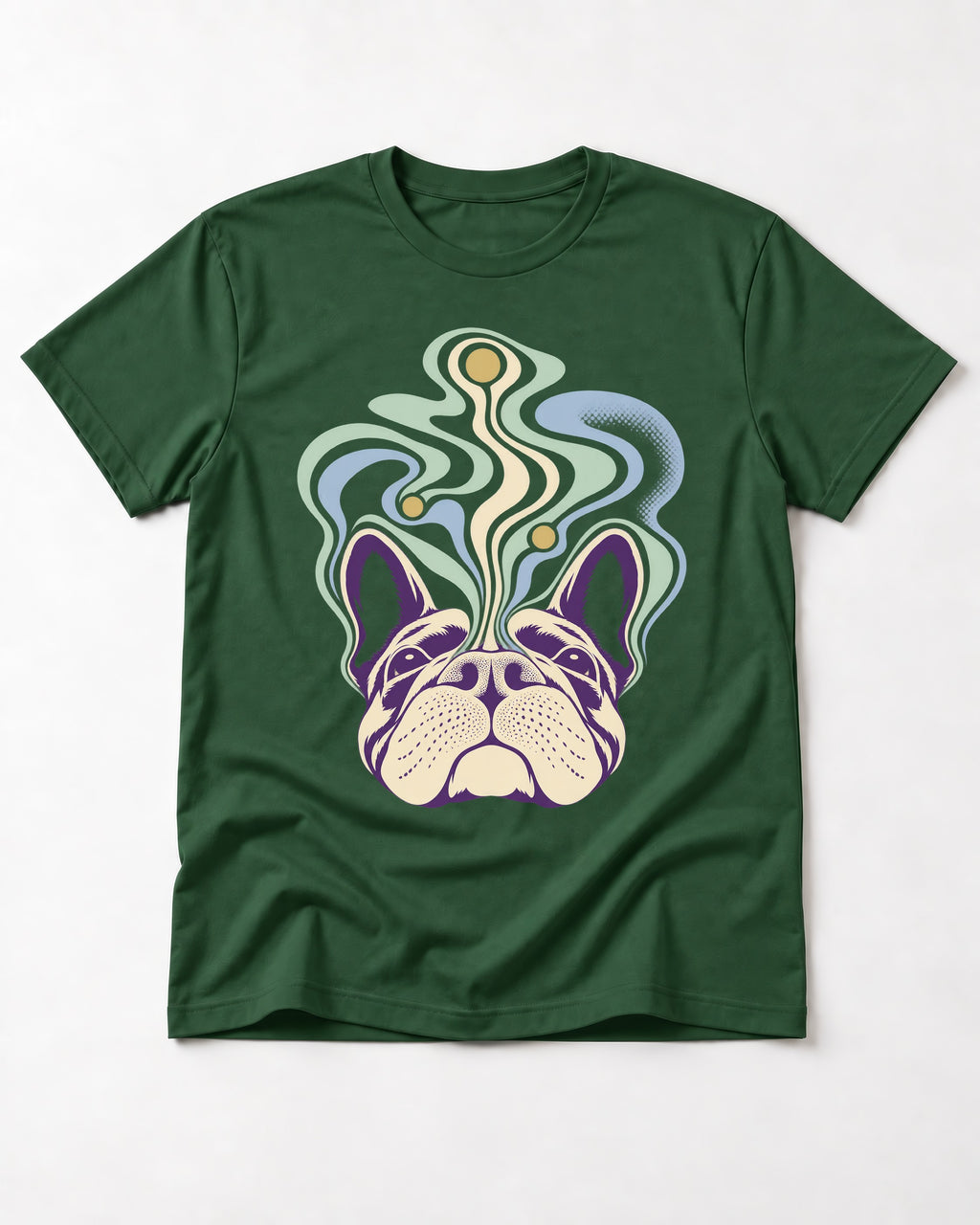 Frenchie Scent Cartography Vapor Route Graphic T-Shirt in Forest Green, flat lay product photo