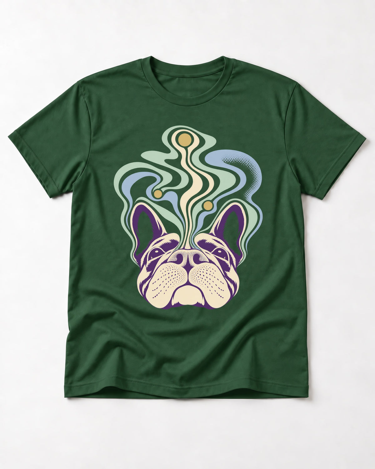 Frenchie Scent Cartography Vapor Route Graphic T-Shirt in Forest Green, flat lay product photo
