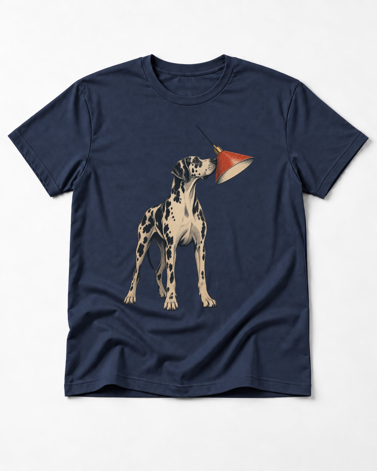Great Dane Inspecting Hanging Lamp Graphic T-Shirt in Navy, flat lay product photo
