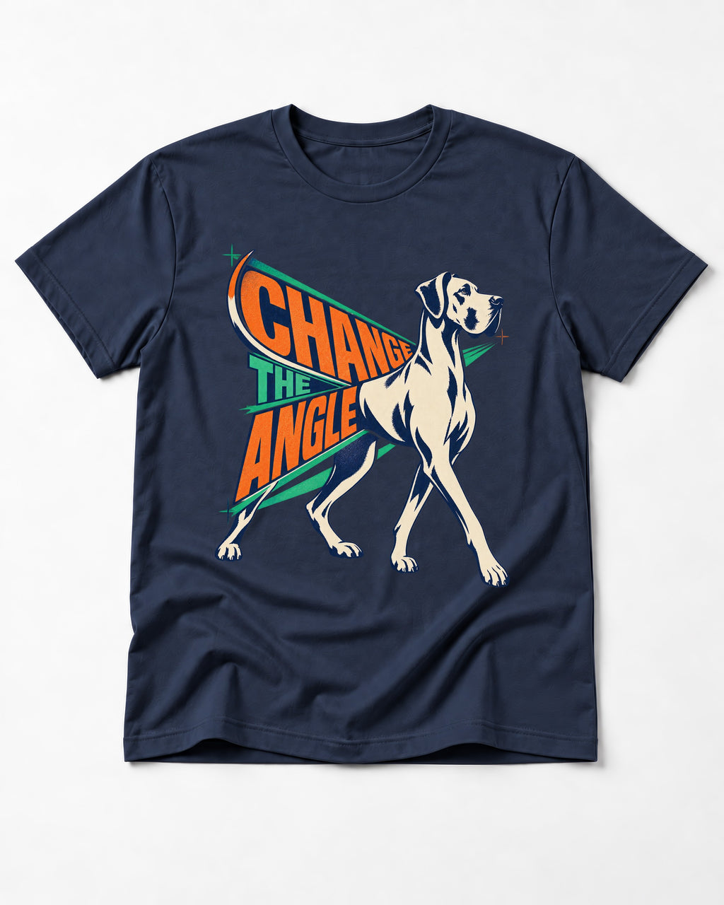 Great Dane Change the Angle Walking Graphic T-Shirt in Navy, flat lay product photo