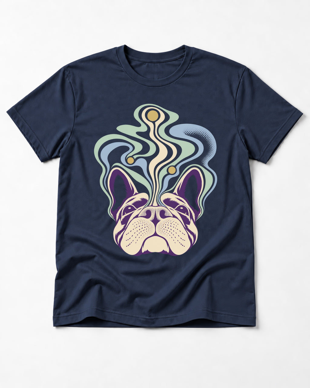 Frenchie Scent Cartography Vapor Route Graphic T-Shirt in Navy, flat lay product photo