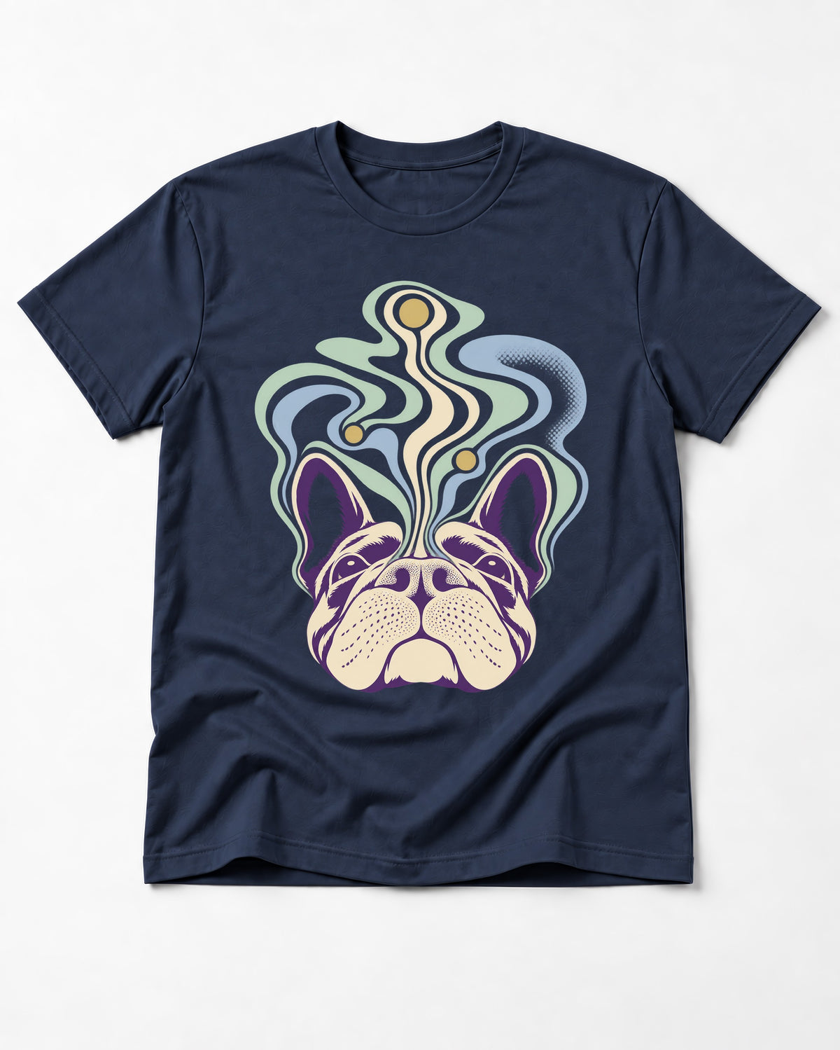 Frenchie Scent Cartography Vapor Route Graphic T-Shirt in Navy, flat lay product photo