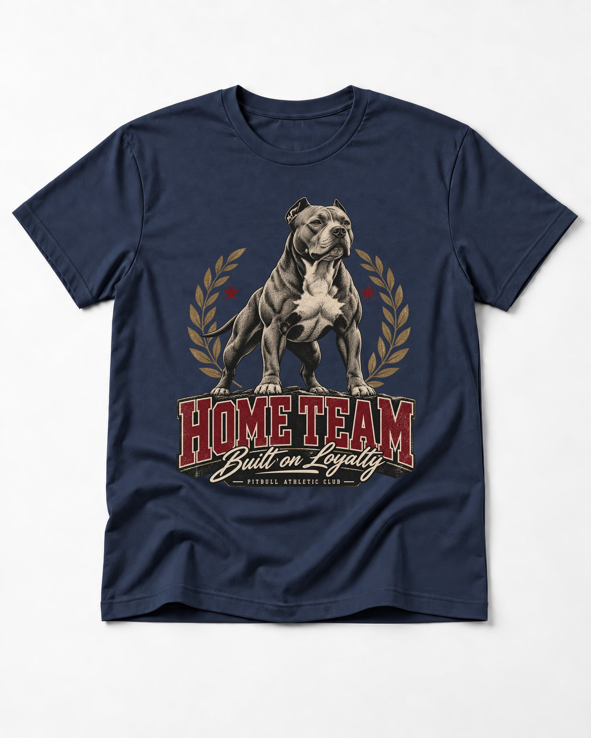 Pitbull Home Team Loyalty Crest Graphic T-Shirt in Navy, flat lay product photo