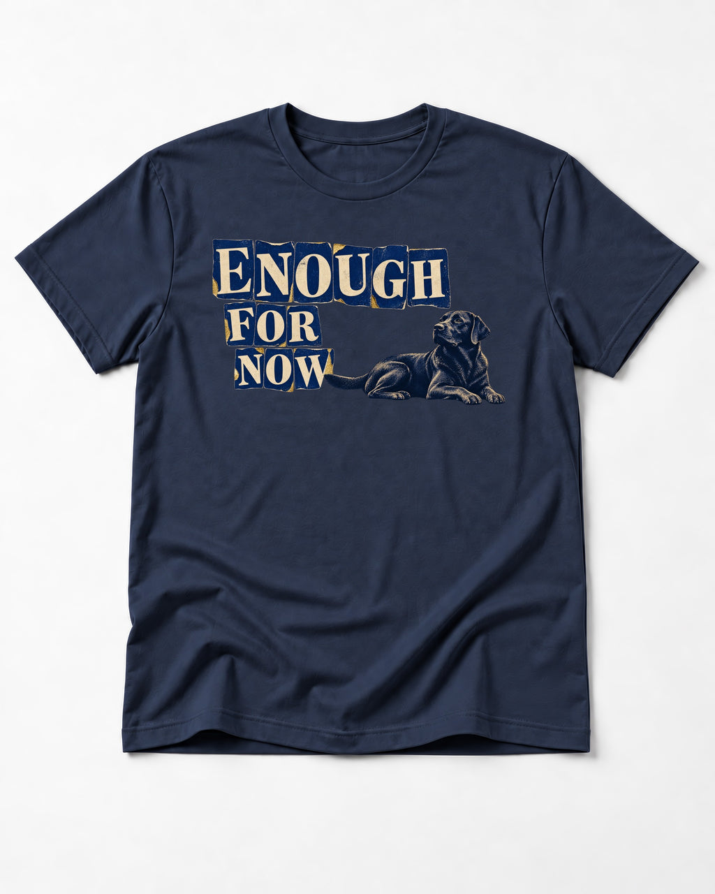 Labrador Retriever Enough for Now Reclining Graphic T-Shirt in Navy, flat lay product photo