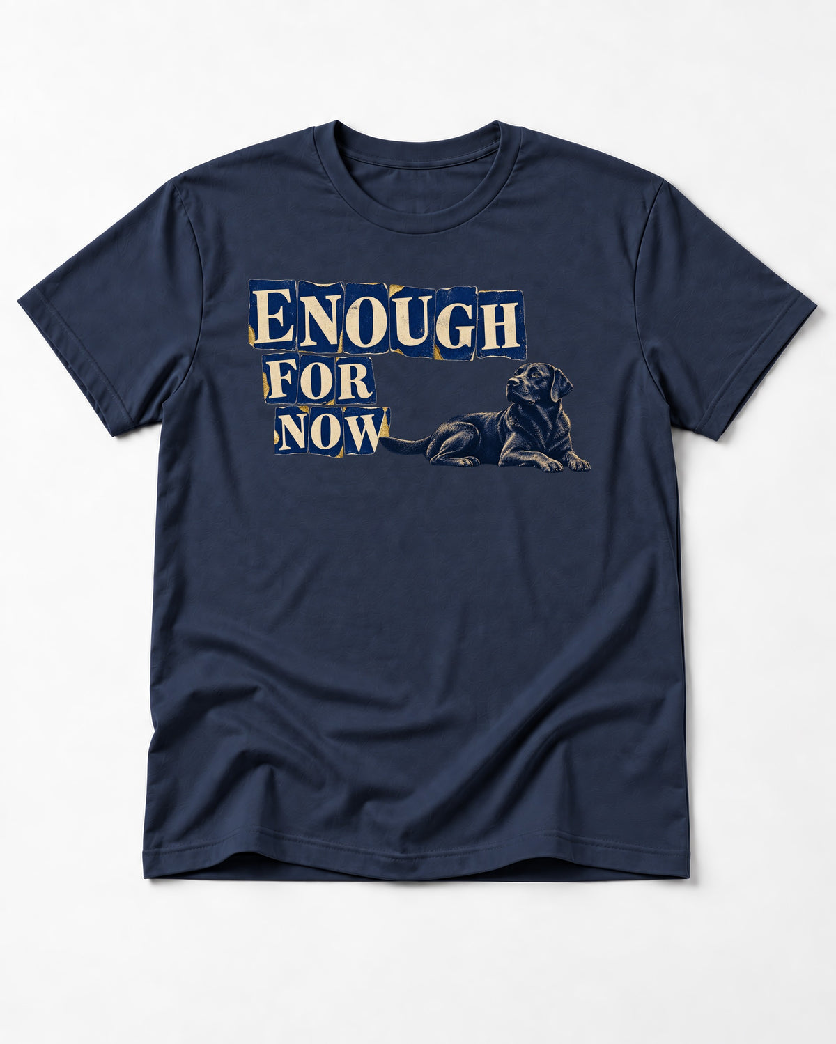 Labrador Retriever Enough for Now Reclining Graphic T-Shirt in Navy, flat lay product photo