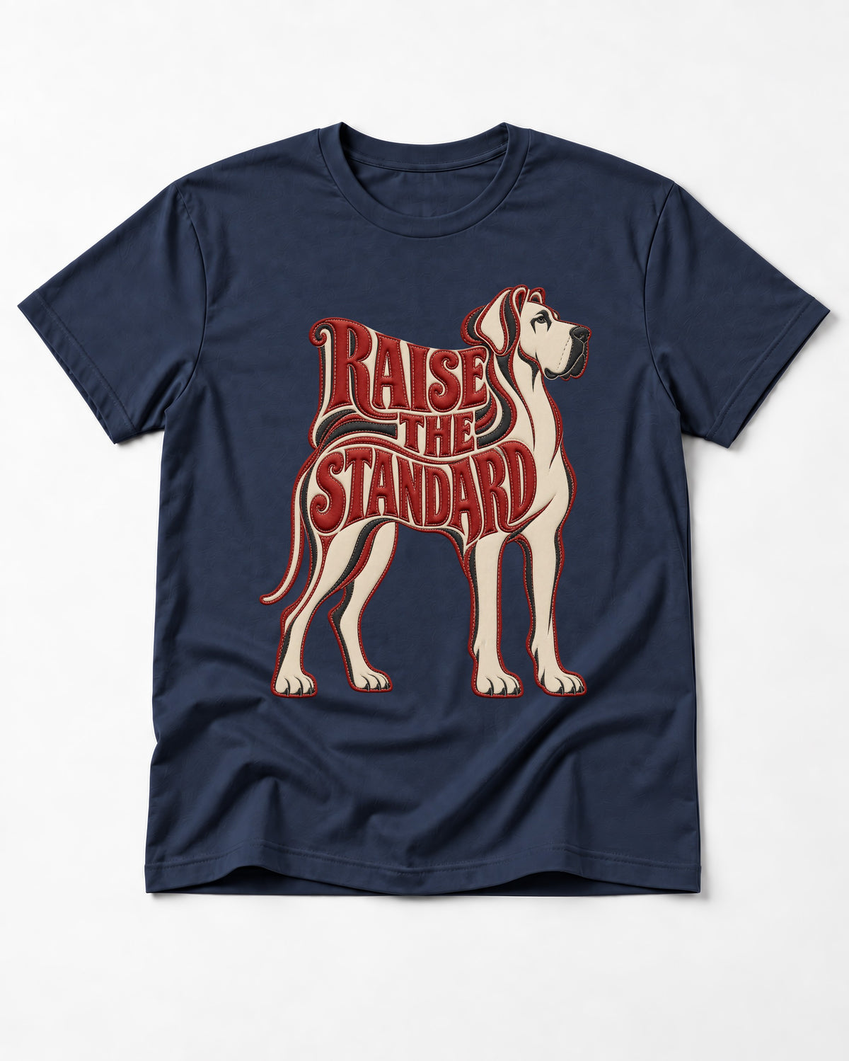 Great Dane Raise the Standard Typography Graphic T-Shirt in Navy, flat lay product photo