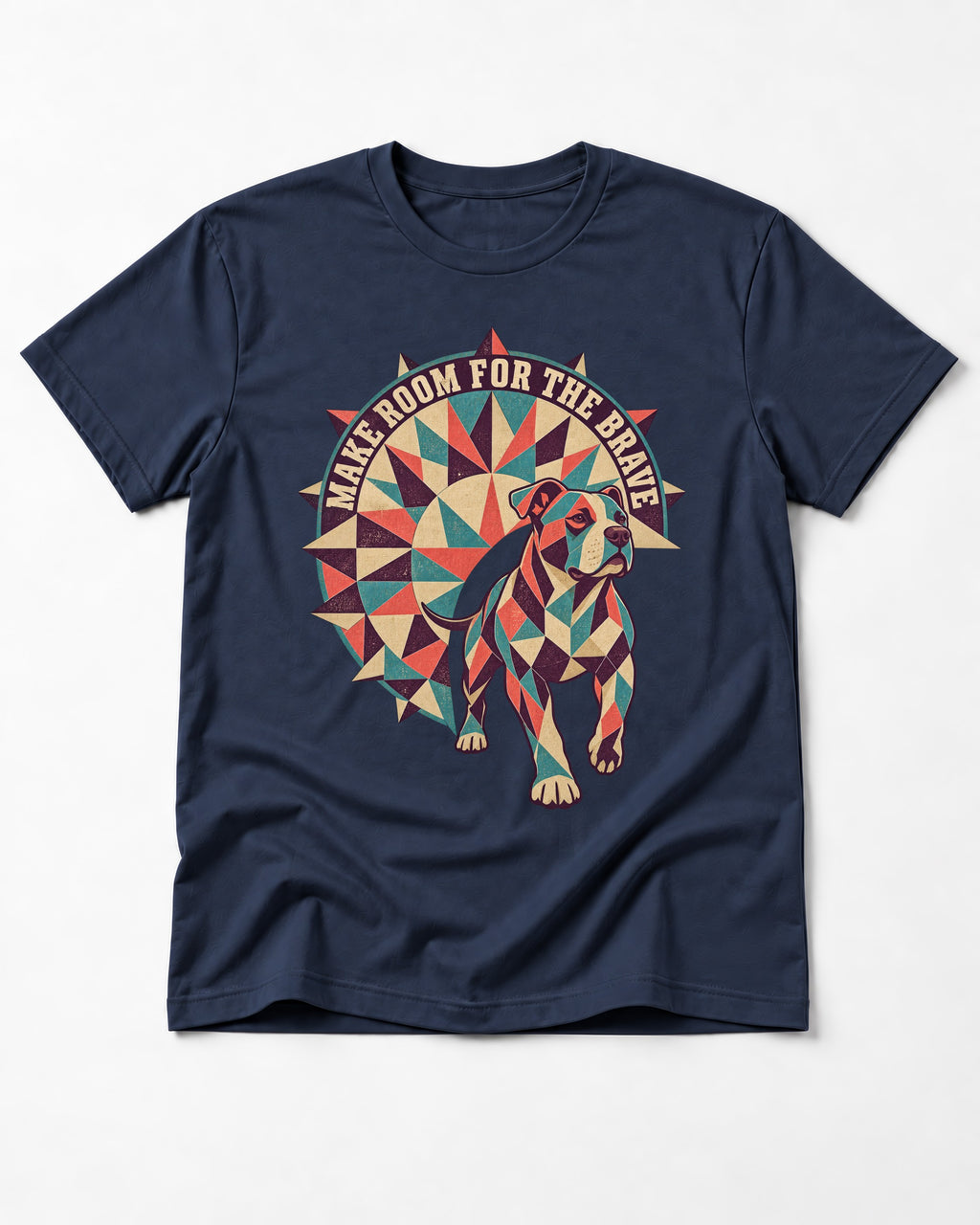 Pitbull Make Room for the Brave Mosaic Graphic T-Shirt in Navy, flat lay product photo