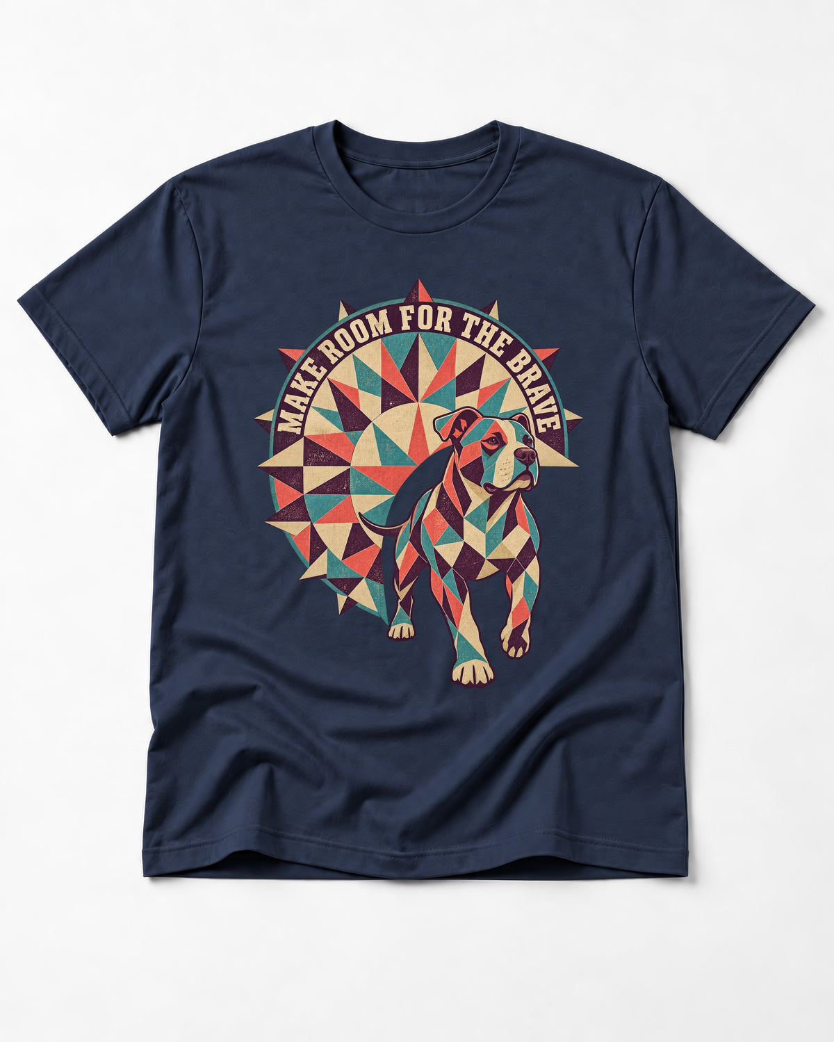 Pitbull Make Room for the Brave Mosaic Graphic T-Shirt in Navy, flat lay product photo