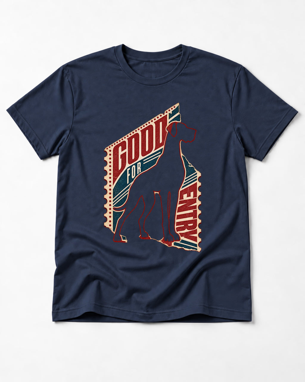 Great Dane Good for Nothing Ticket Cutout Graphic T-Shirt in Navy, flat lay product photo
