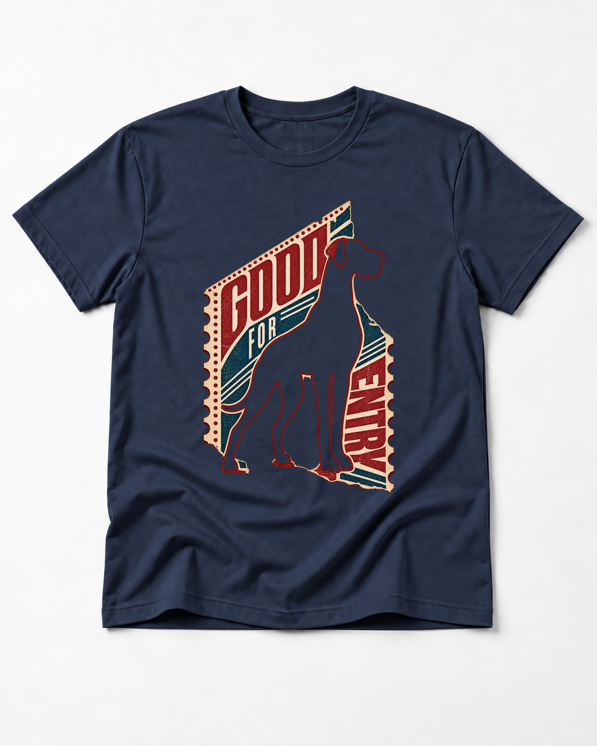 Great Dane Good for Nothing Ticket Cutout Graphic T-Shirt in Navy, flat lay product photo