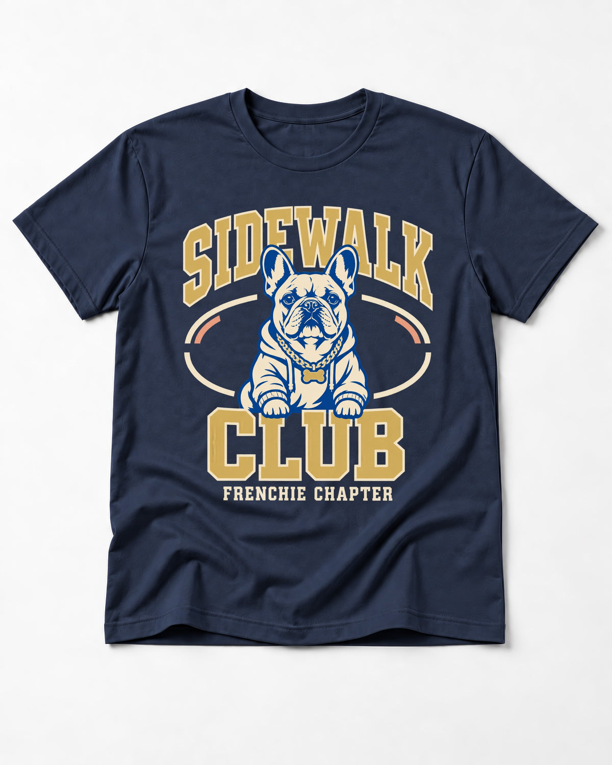 Frenchie Sidewalk Club Chapter Graphic T-Shirt in Navy, flat lay product photo