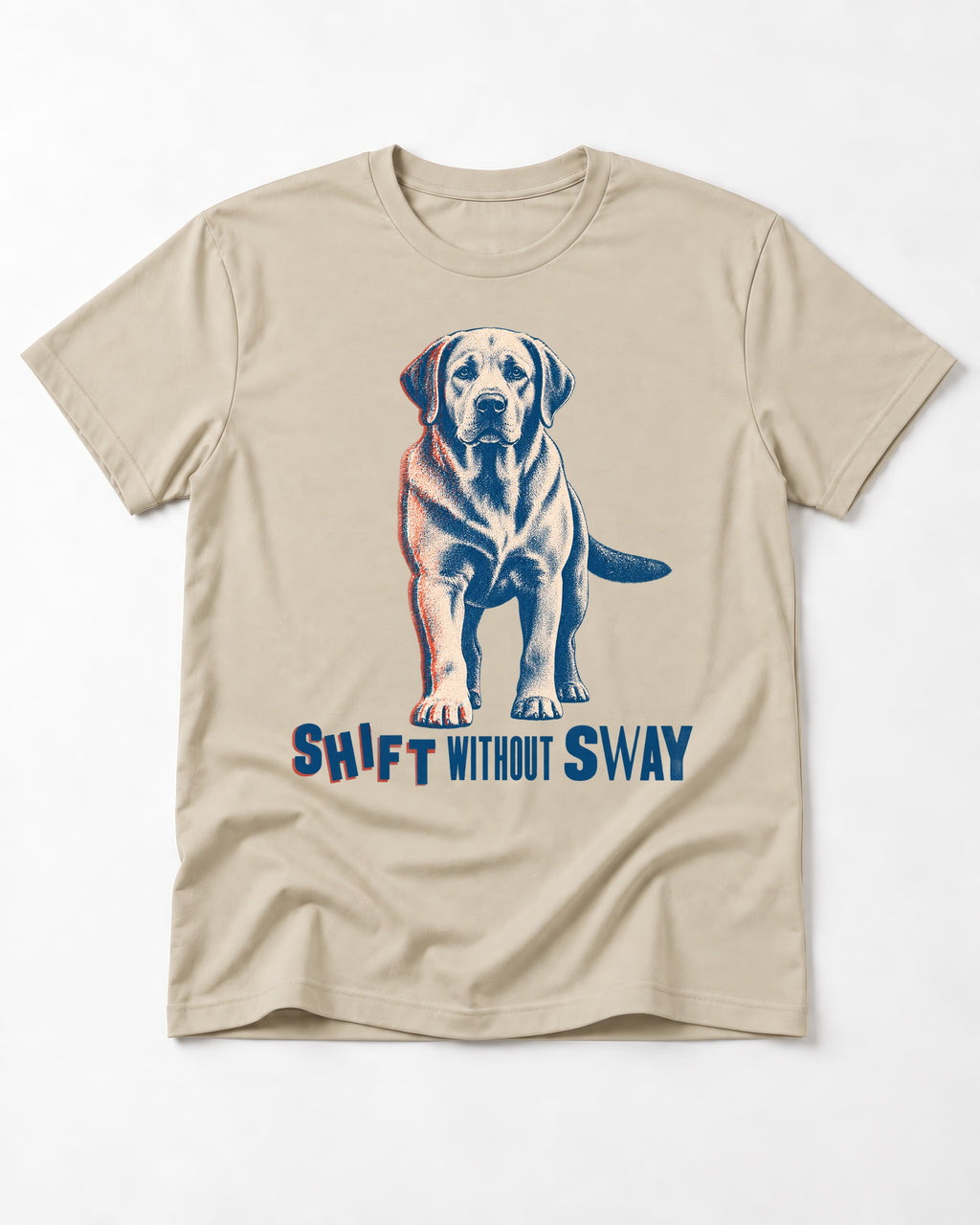Shift Without Sway Labrador Retriever T-Shirt in Sand, flat lay product photo