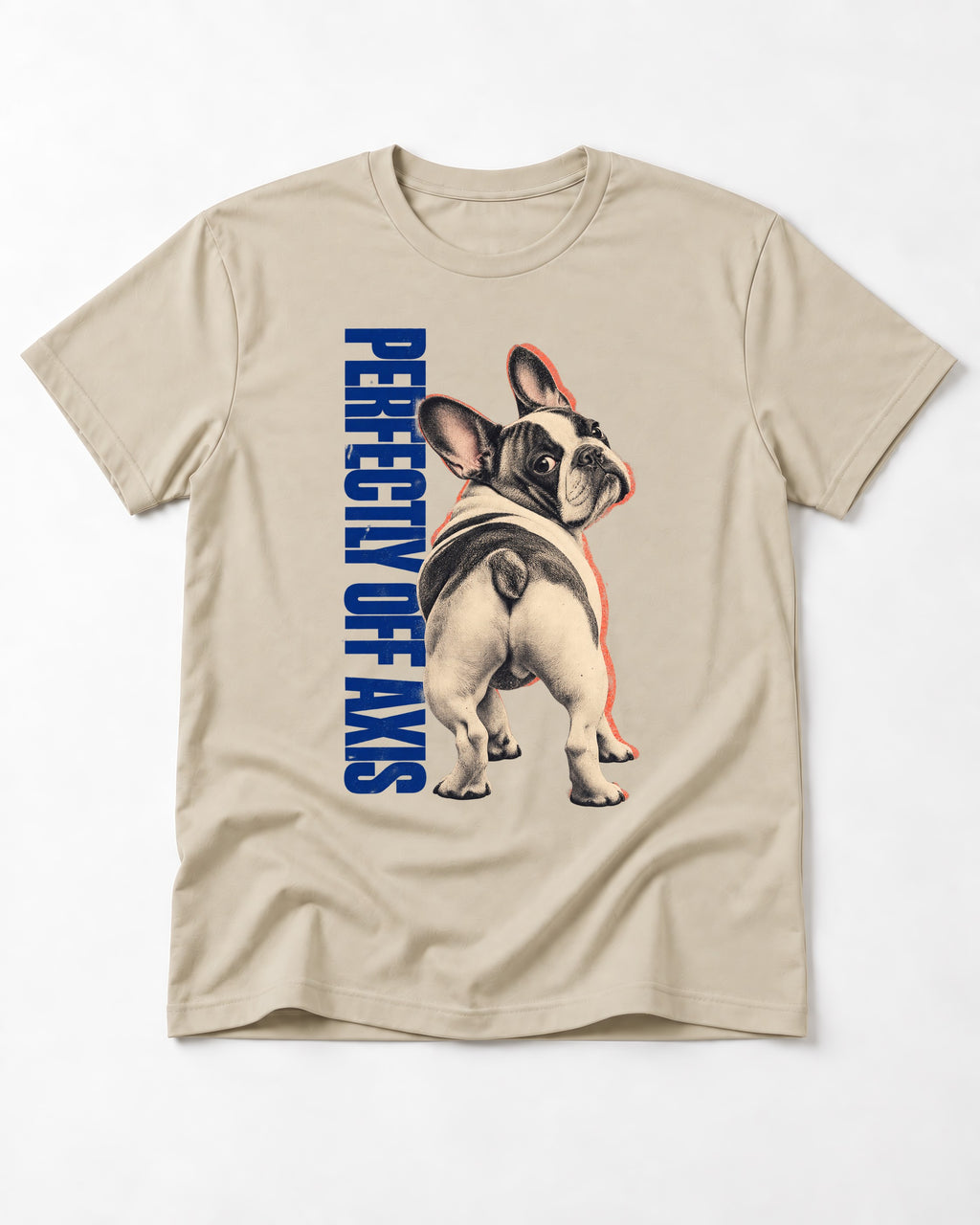 Perfectly Off Axis Frenchie T-Shirt in Sand, flat lay product photo