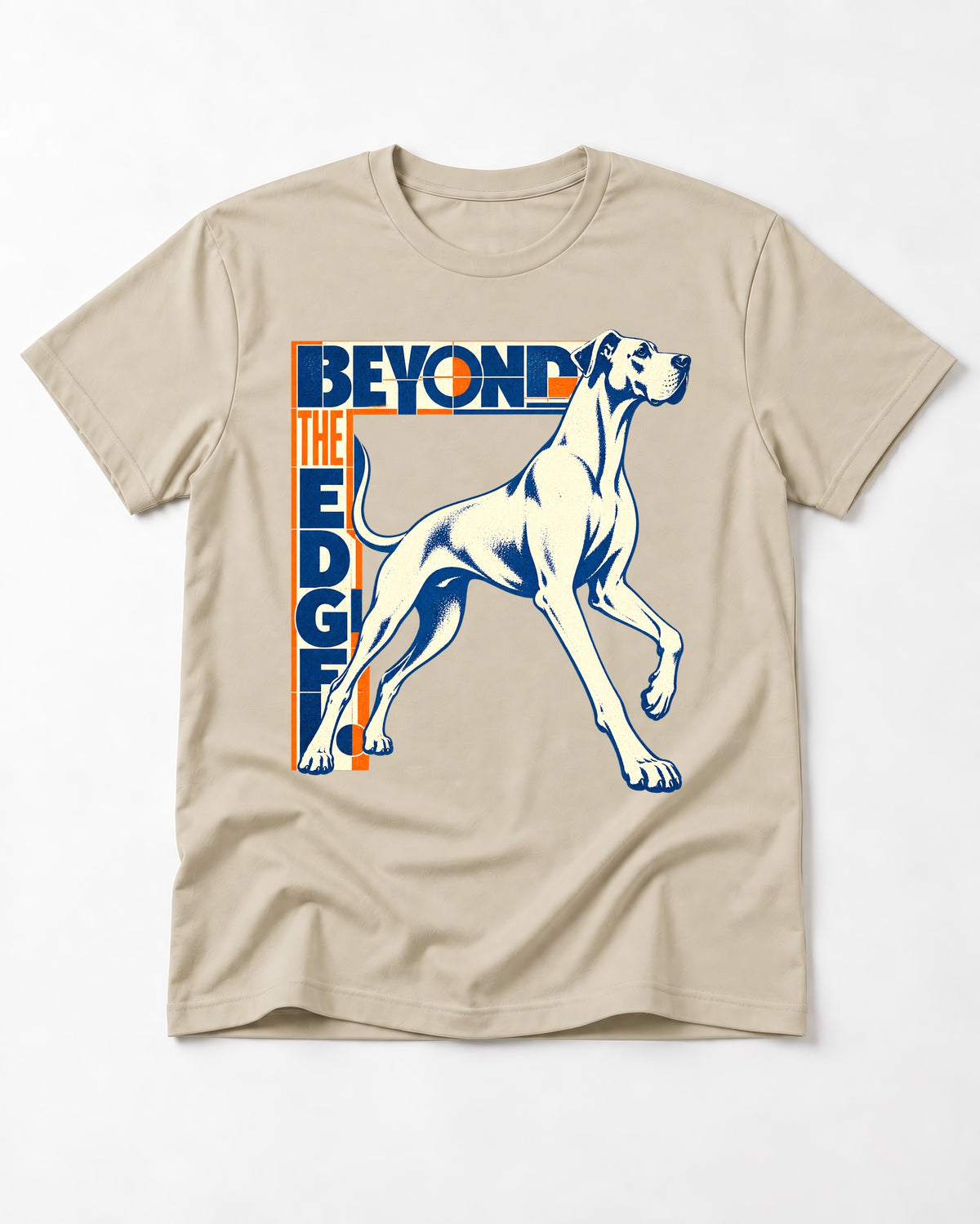 Great Dane Beyond the Edge T-Shirt in Sand, flat lay product photo