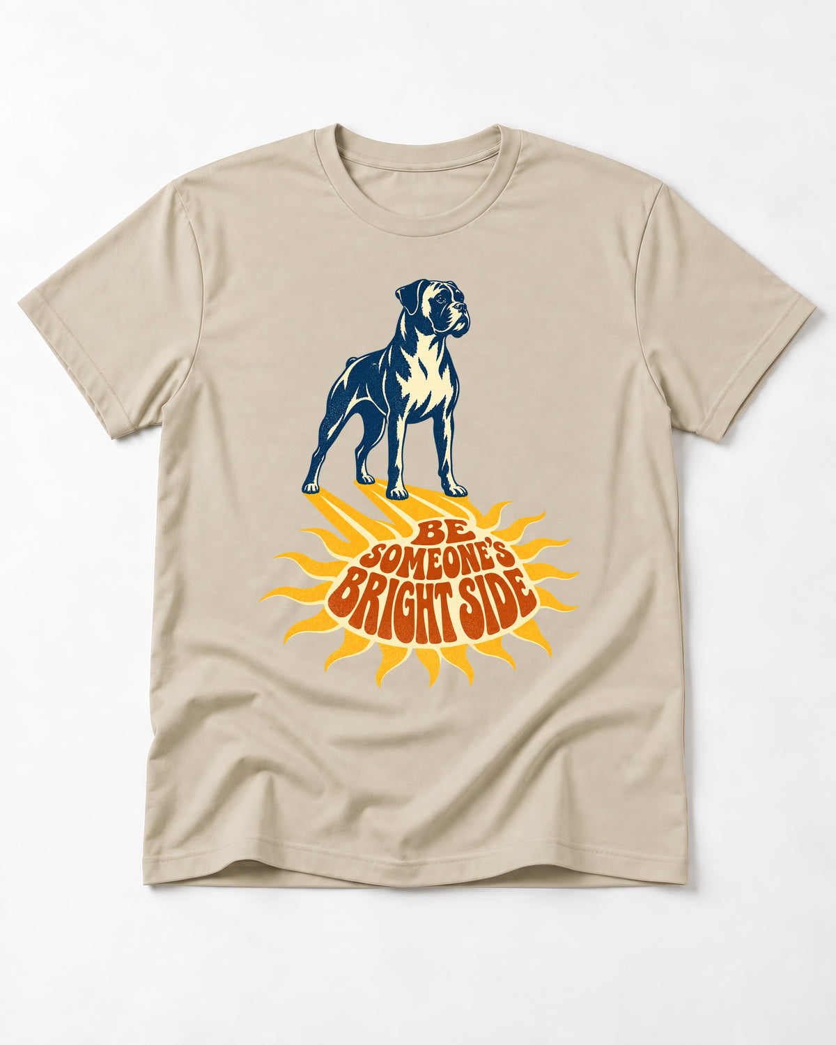 Boxer Be Someone's Bright Side T-Shirt in Sand, flat lay product photo