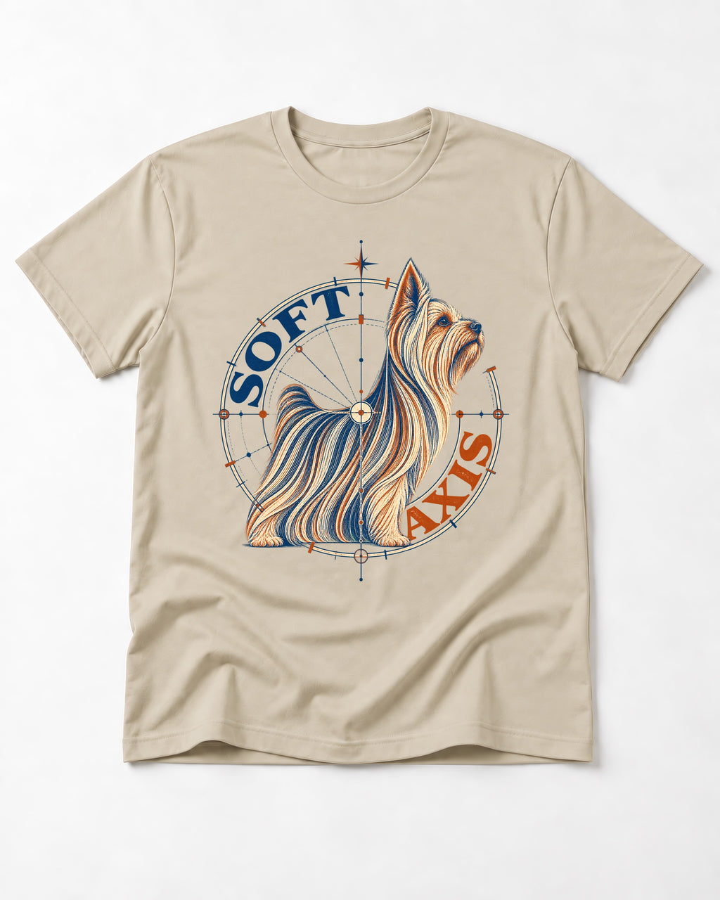 Soft Axis Yorkshire Terrier T-Shirt in Sand, flat lay product photo