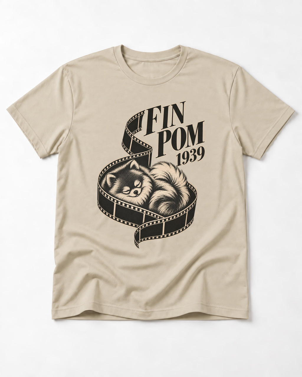 Fin Pomeranian T-Shirt in Sand, flat lay product photo