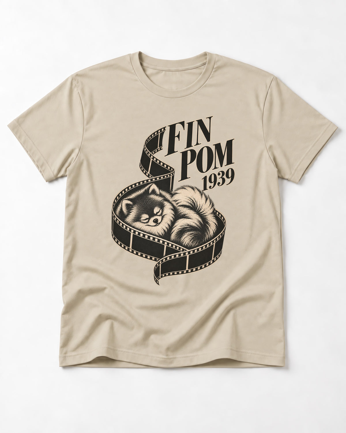 Fin Pomeranian T-Shirt in Sand, flat lay product photo