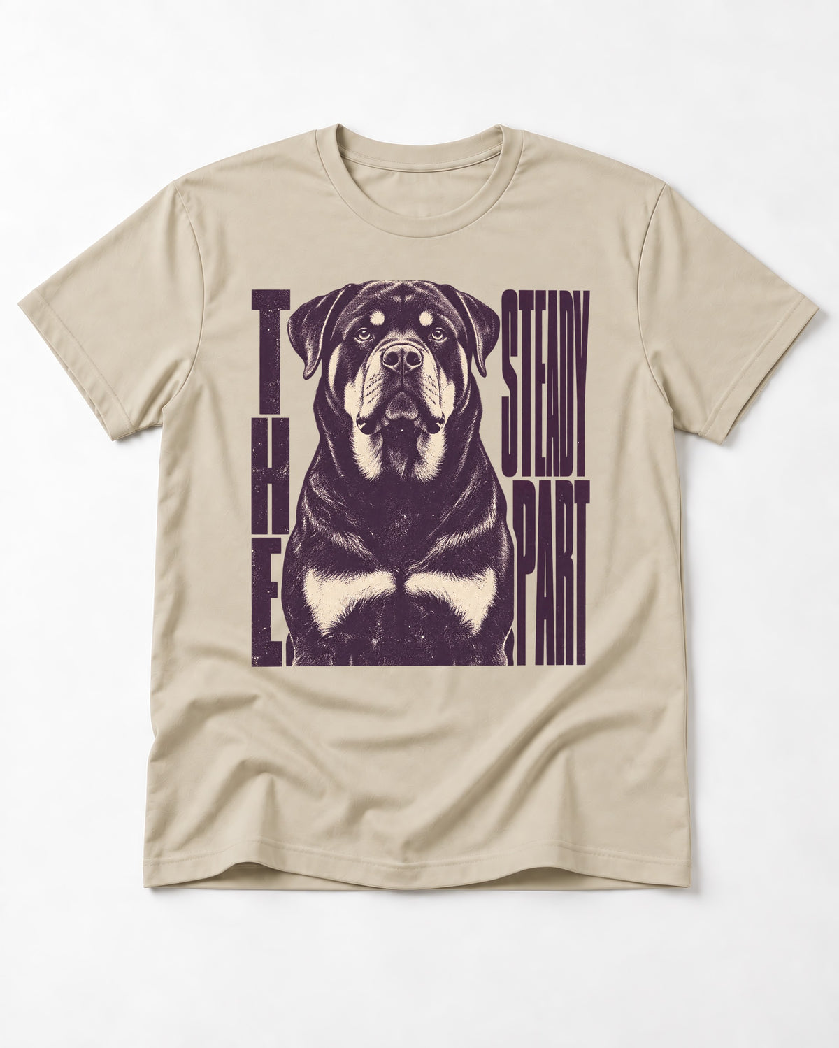 Rottweiler The Steady Part T-Shirt in Sand, flat lay product photo