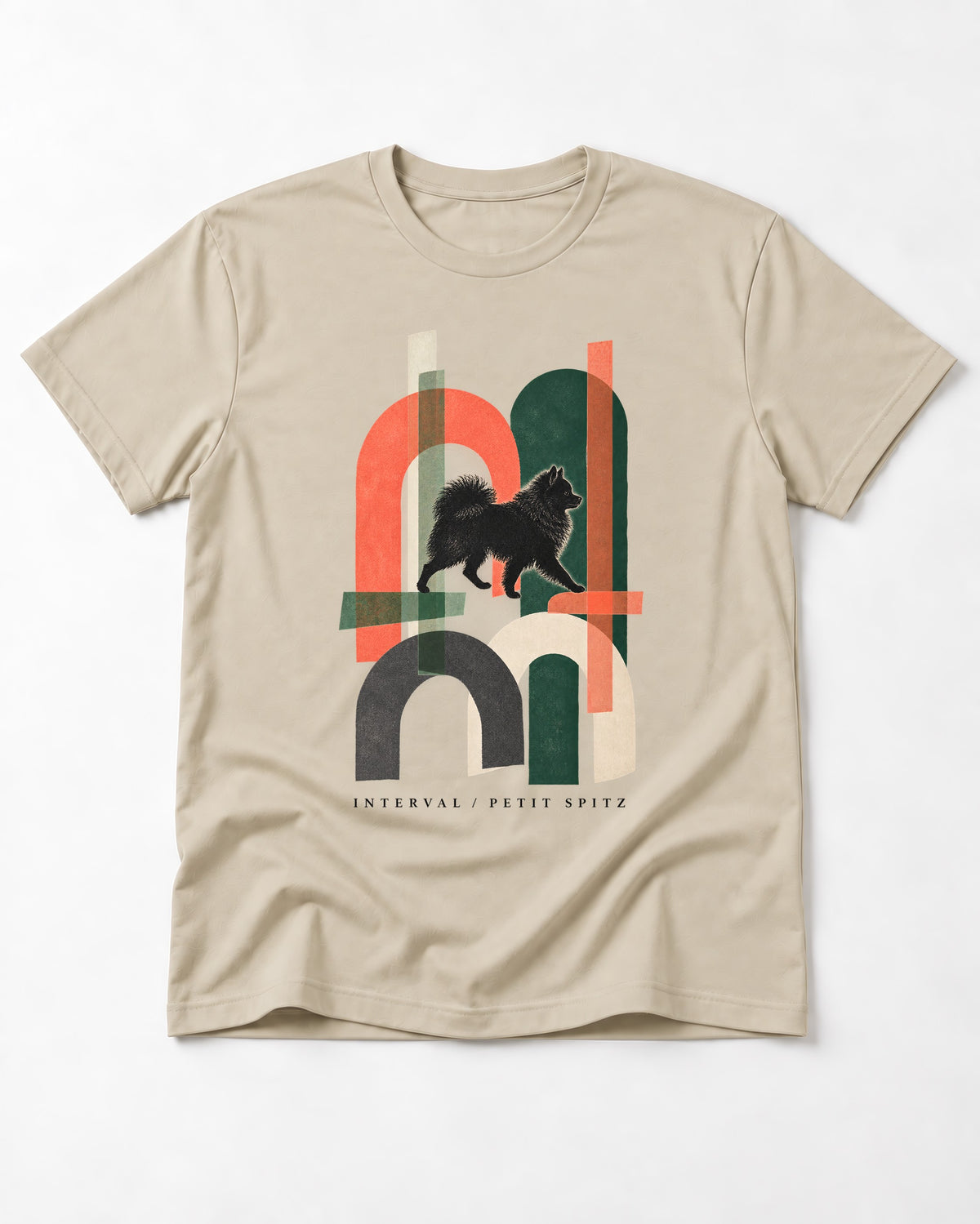 Pomeranian Interval T-Shirt in Sand, flat lay product photo