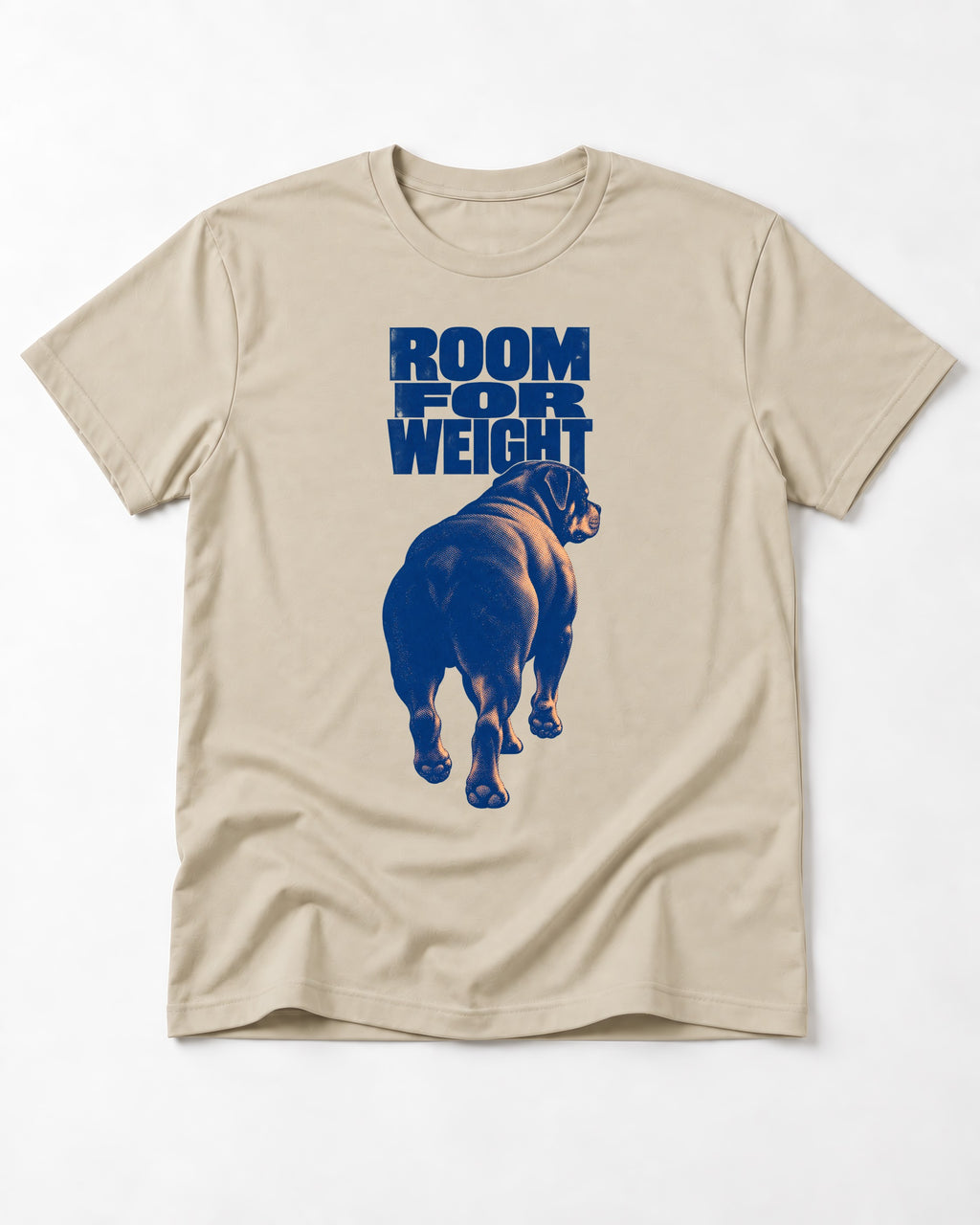 Room for Weight Rottweiler T-Shirt in Sand, flat lay product photo